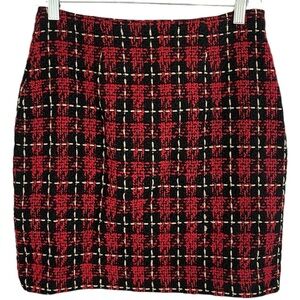 Red Black Gold Plaid A Line Mini Skirt